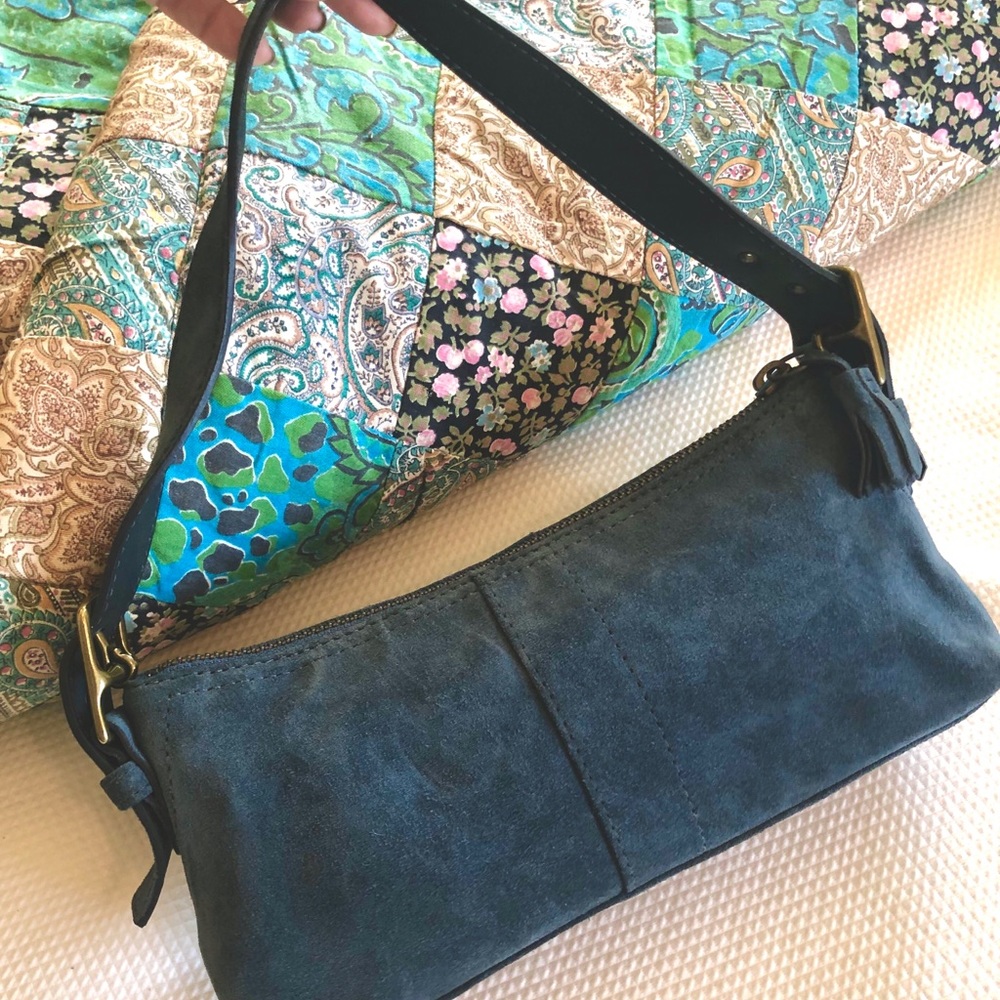 Blue Suede Coach Mini Shoulder Bag